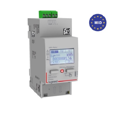 Compteur modulaire monophasé EMDX³ MID raccordement direct 63A - 2 modules - avec sortie RS485 - double comptage LEGRAND 412083