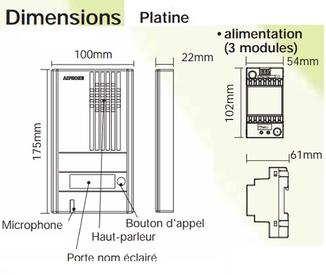 AIPHONE - Kit interphone - 2 fils Intégral - Réf - DA1AS