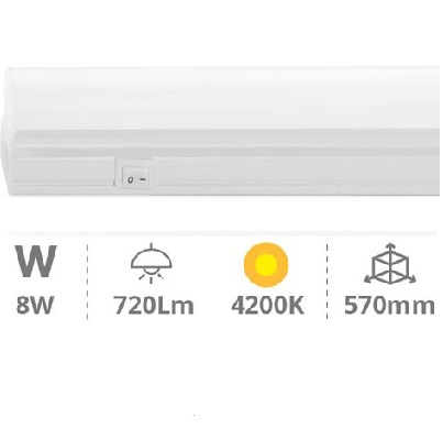 Réglette LED Type T5 - 8W - 570mm 4200K° - Réf - 1705376