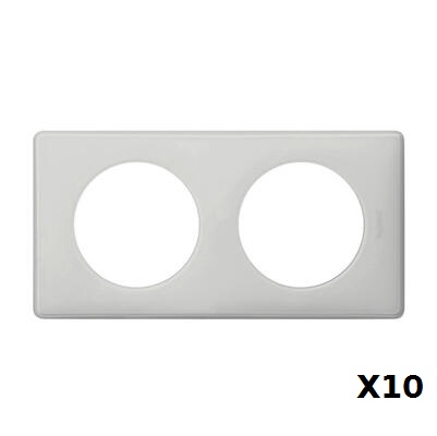 Plaques Céliane 2 postes Legrand 066632 blanches, lot de 10