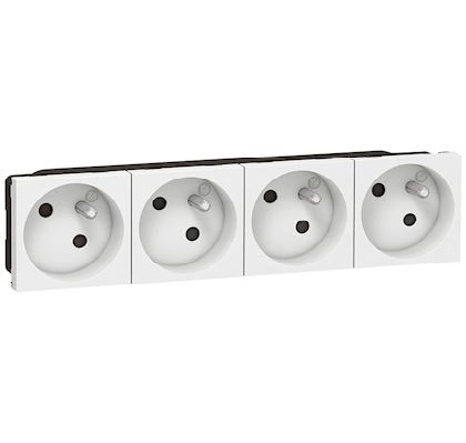LEGRAND Quadruple prise de courant 2P+T Surface Mosaic raccordement latéral 8 modules - blanc 077144