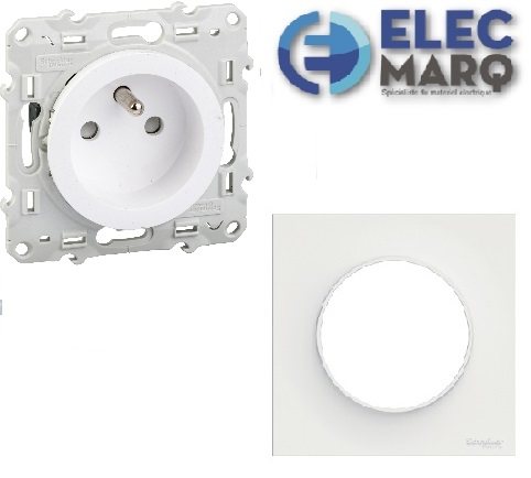 Complet SCHNEIDER ELECTRIC prise rénovation + plaque avec Elecmarq vente de matériel électrique