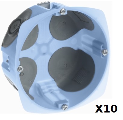 Boîte d’encastrement Eur’Ohm 52070, 1 poste, lot de 10