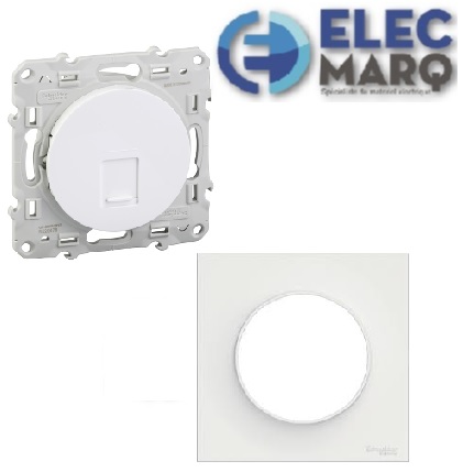 Prise RJ45 Odace complète S520476 cat.6 STP avec plaque