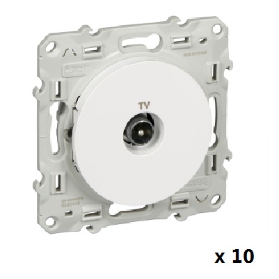 LOT - SCHNEIDER ELECTRIC - 10 Prises TV Blanc Odace - à vis - ref S520445