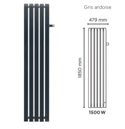 Thermor - Chauffage électrique Mythik vertical gris ardoise 1500W - 460274