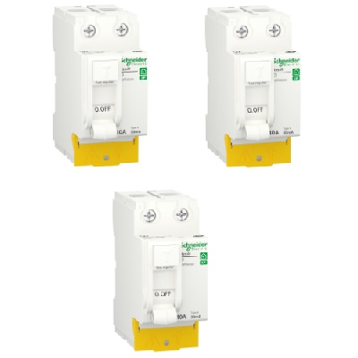 Schneider Electric lot 3 Resi9 - inter différentiel - 2P - 40A - 30mA - Type A - peignable R9PRA240