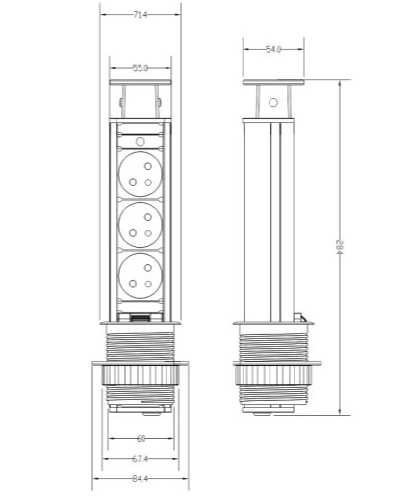 Bloc prise + usb orno1349A