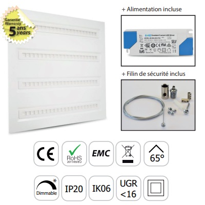 MIIDEX PLAFONNIER LED 595x595mm - 30W - 3600 LM - 4000K 77706