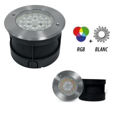 MIIDEX Spot LED Encastrable Sol Rond 9W RGB W Inox 304 -677939