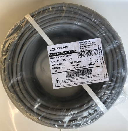 CAE - Câble d'alimentation souple HO5VVF - 2x1mm² - Gris - Couronne 50m -VVF2X1G
