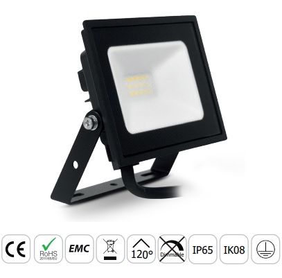 Miidex Lighting - Projecteur Exterieur LED 230V 10W 6000°k PLat