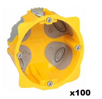 Legrand - Lot de 100 Boîtes monoposte Prog. Ecobatibox - prof. 40 mm - 1 poste - Réf  080021
