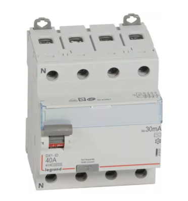 Interrupteur différentiel DX³-ID 4P 40A type AC 30mA 400V départ bas Legrand – Réf 411661