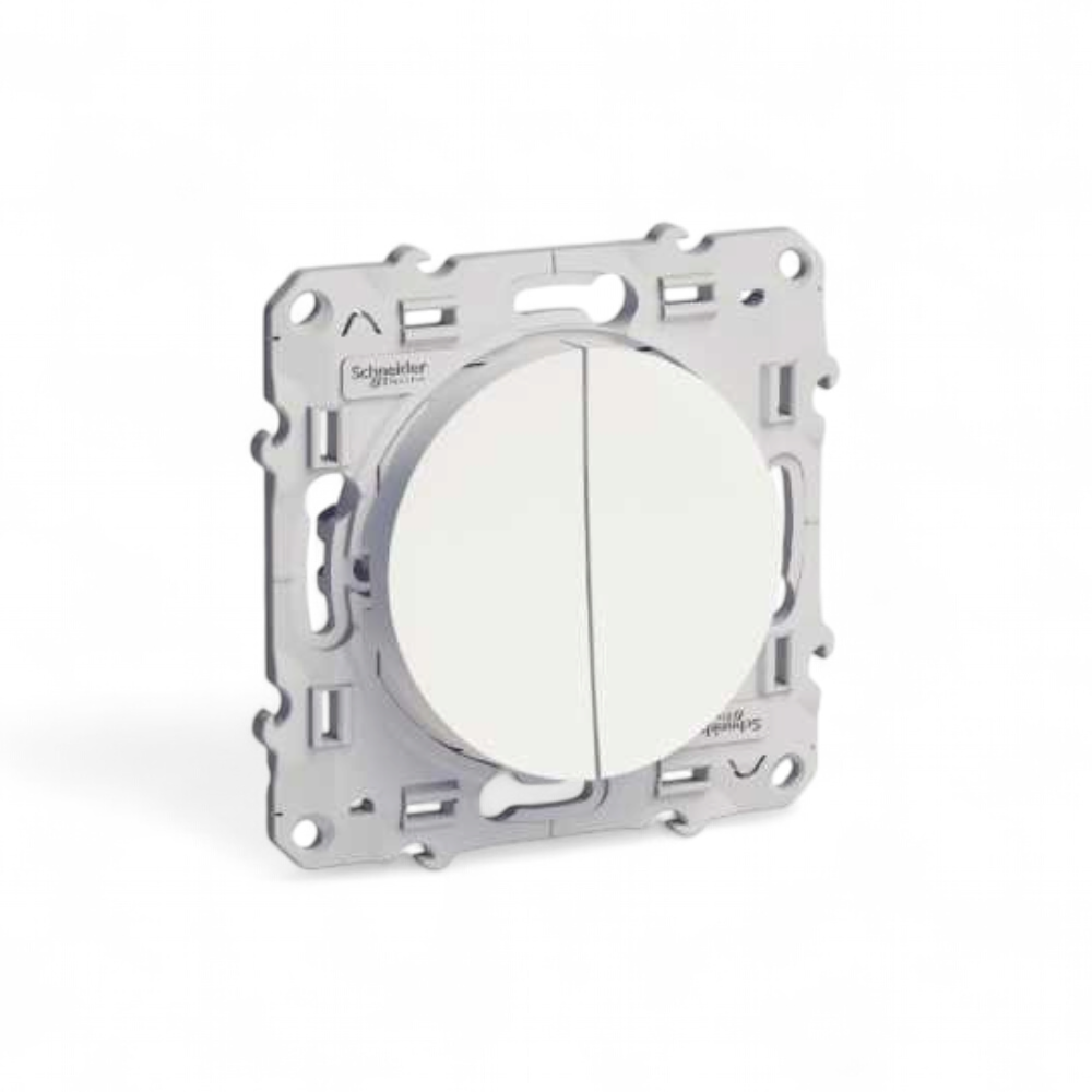 SCHNEIDER ELECTRIC - Odace double bouton poussoir Blanc à vis - Réf - S520216