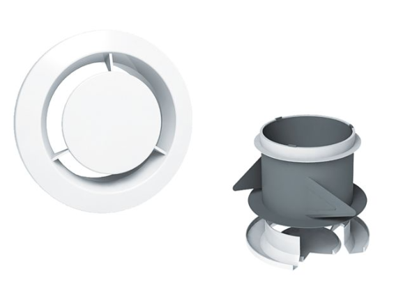 AXELAIR - Bouche dextraction Ø125 avec manchon placo 3 griffes -BF125