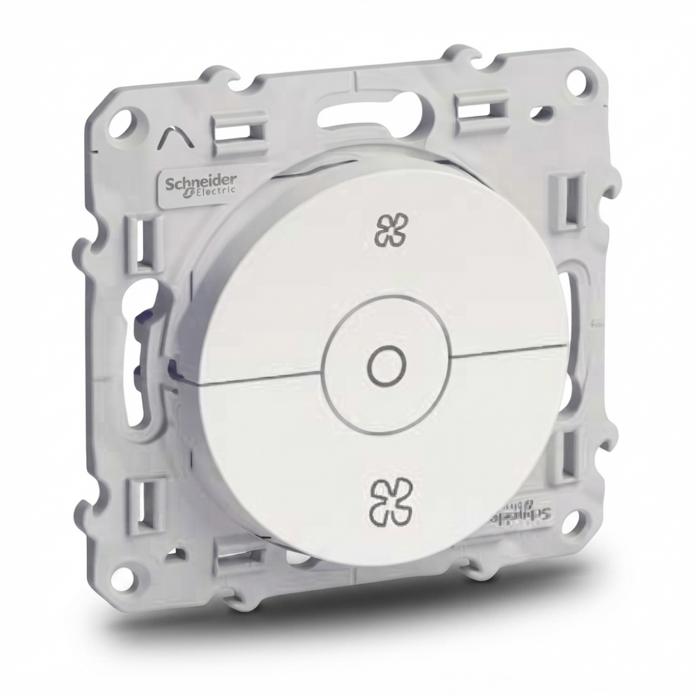 SCHNEIDER ELECTRIC - Odace interrupteur VMC Blanc avec position arrêt à vis - REF S520243