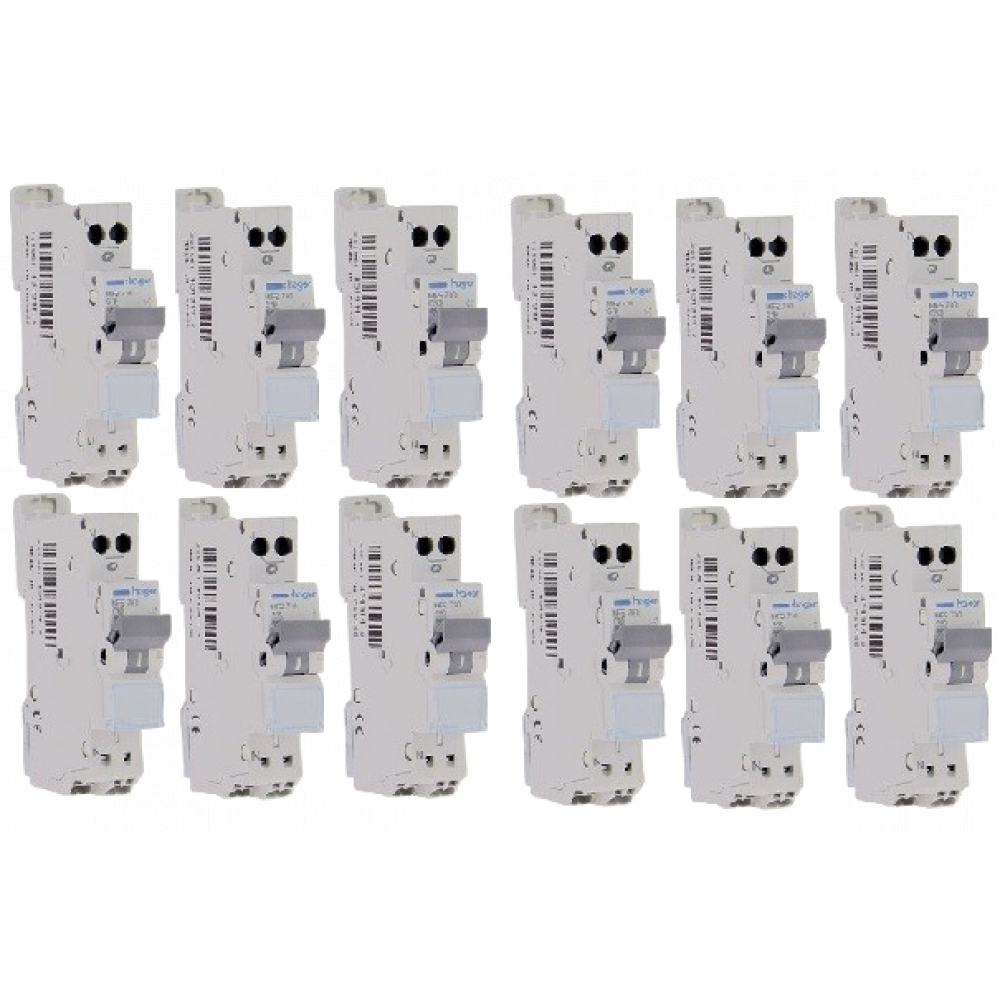 LOT - HAGER - 12 Disjoncteurs 10A - Sans vis - Réf MFS710