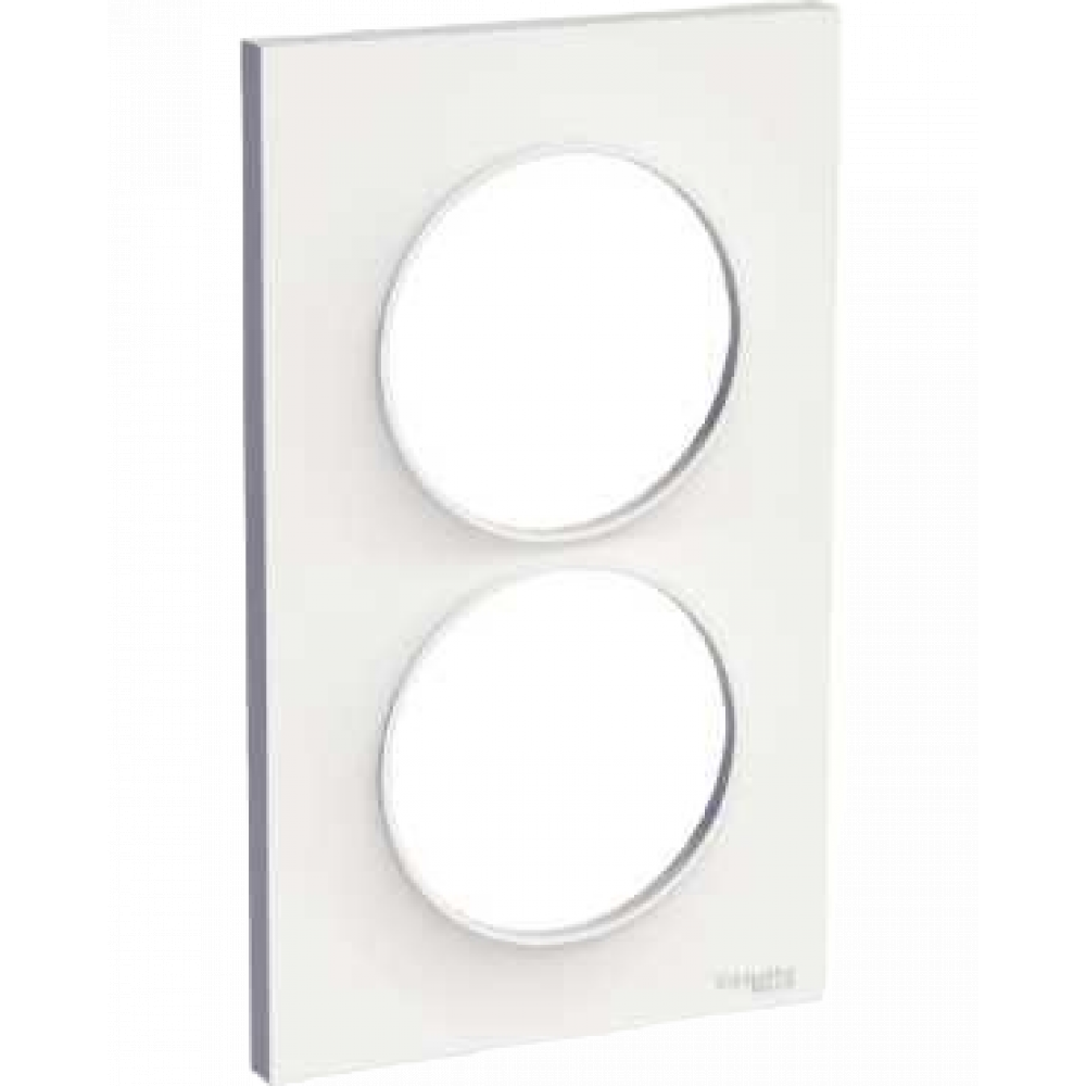 SCHNEIDER ELECTRIC - Odace Styl plaque Blanc 2 postes verticaux entraxe 57mm - REF S520714
