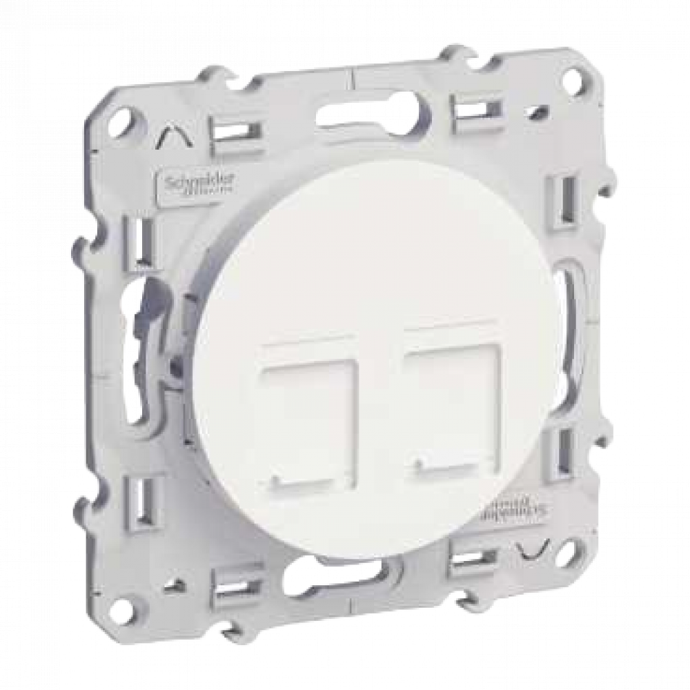 SCHNEIDER ELECTRIC - Odace prise double RJ45 Blanc grade 3 multimédia cat. 6 STP à vis - REF S520486
