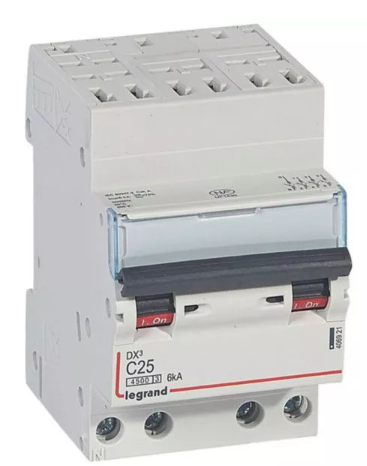 LEGRAND – Disjoncteur DX³4500 Tétrapolaire 25A Courbe C 4,5-6kA – Réf 406921