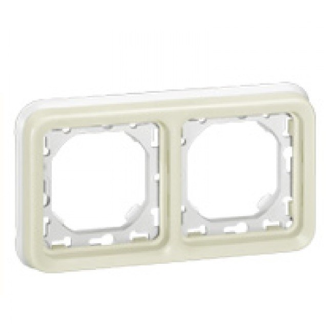 LEGRAND - Support plaque - pour encastré Prog Plexo composable blanc - 2 postes horiz - Ref - 069694