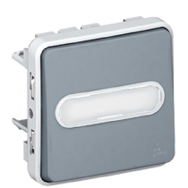 Poussoir lumineux Plexo gris porte-étiquette Legrand 069543