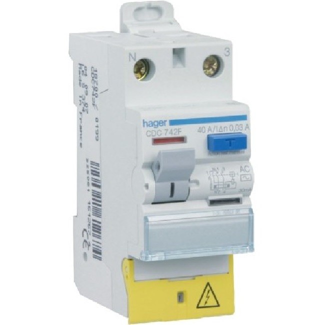 Interrupteur différentiel 40A 30mA type AC Hager CDC742F