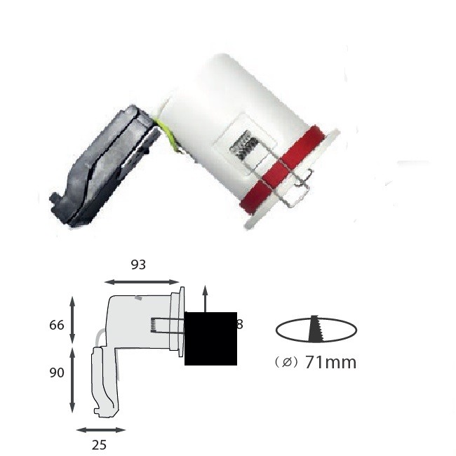 Support spot fixe Miidex 7718 blanc Ø88 mm avec douille GU10