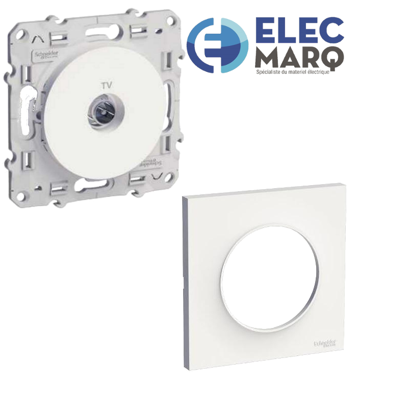Prise TV Odace complète Schneider S520445 + plaque S520702