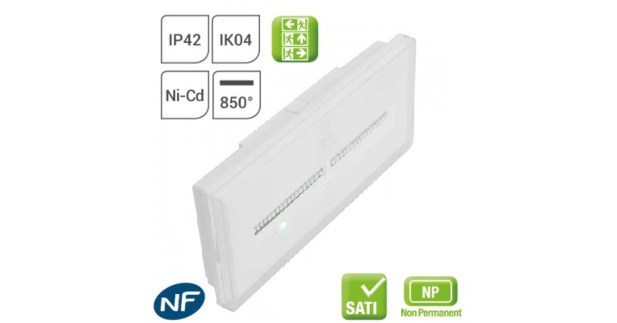 ZEMPER Blocs De Secours Sati Ambiance LEDs Ultra Plat LXF3400EX - Éclairage De Sécurité Autonome