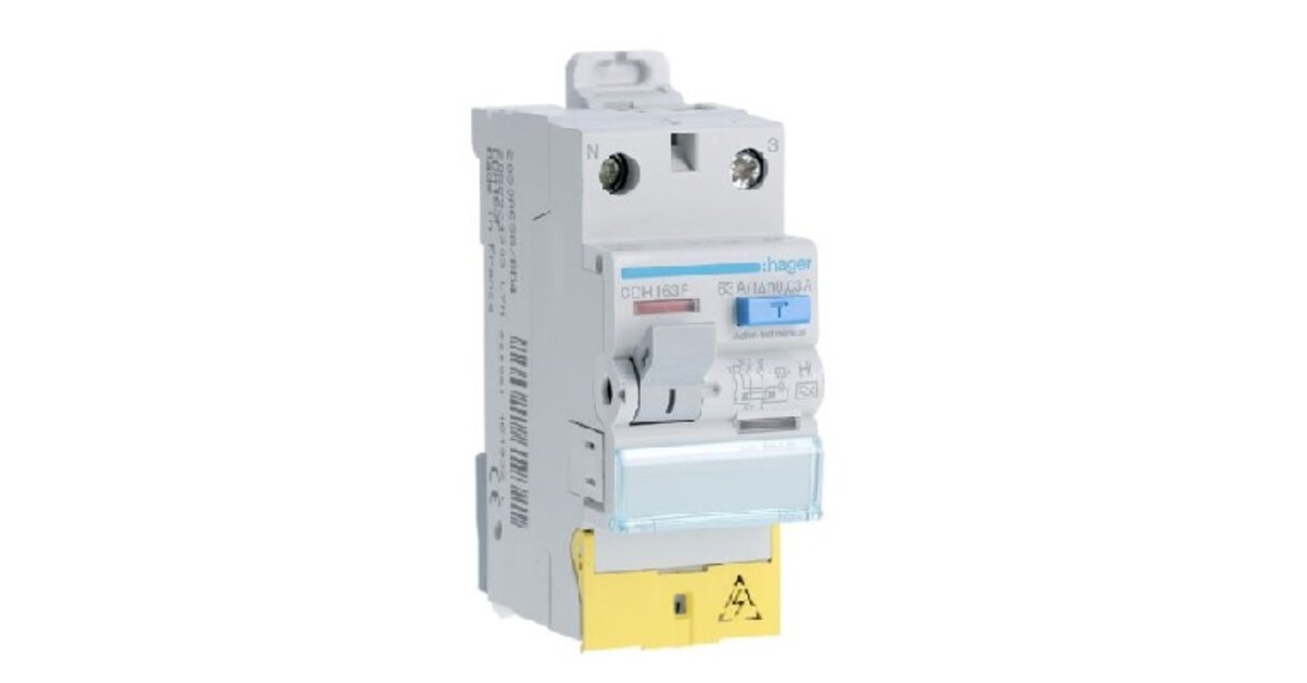 Interrupteur Différentiel Hager 63A 300mA - 3P+N Type AC, à Vis, Pour Tableau électrique, CFC863F