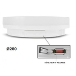 MiidexPlafonnier LED Hublot 18W- Ø 280mm - 4000K - Avec détecteur et préavis dextinction - blanc
