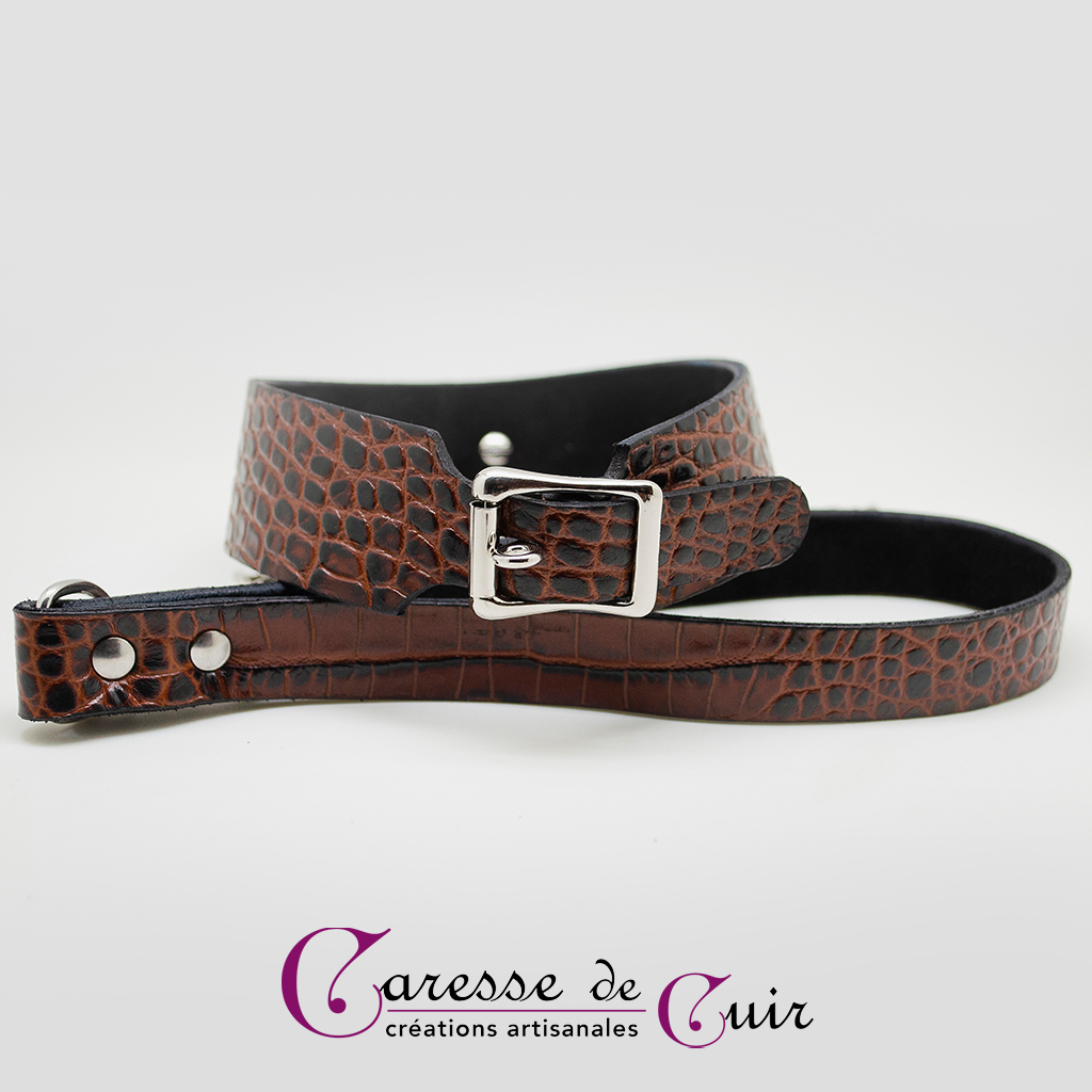 S-Collier-Laisse-croco-marron-2