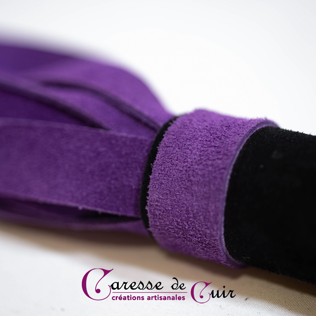 caresse de cuir - martinet  - violet et noir - cuir nubuck -3