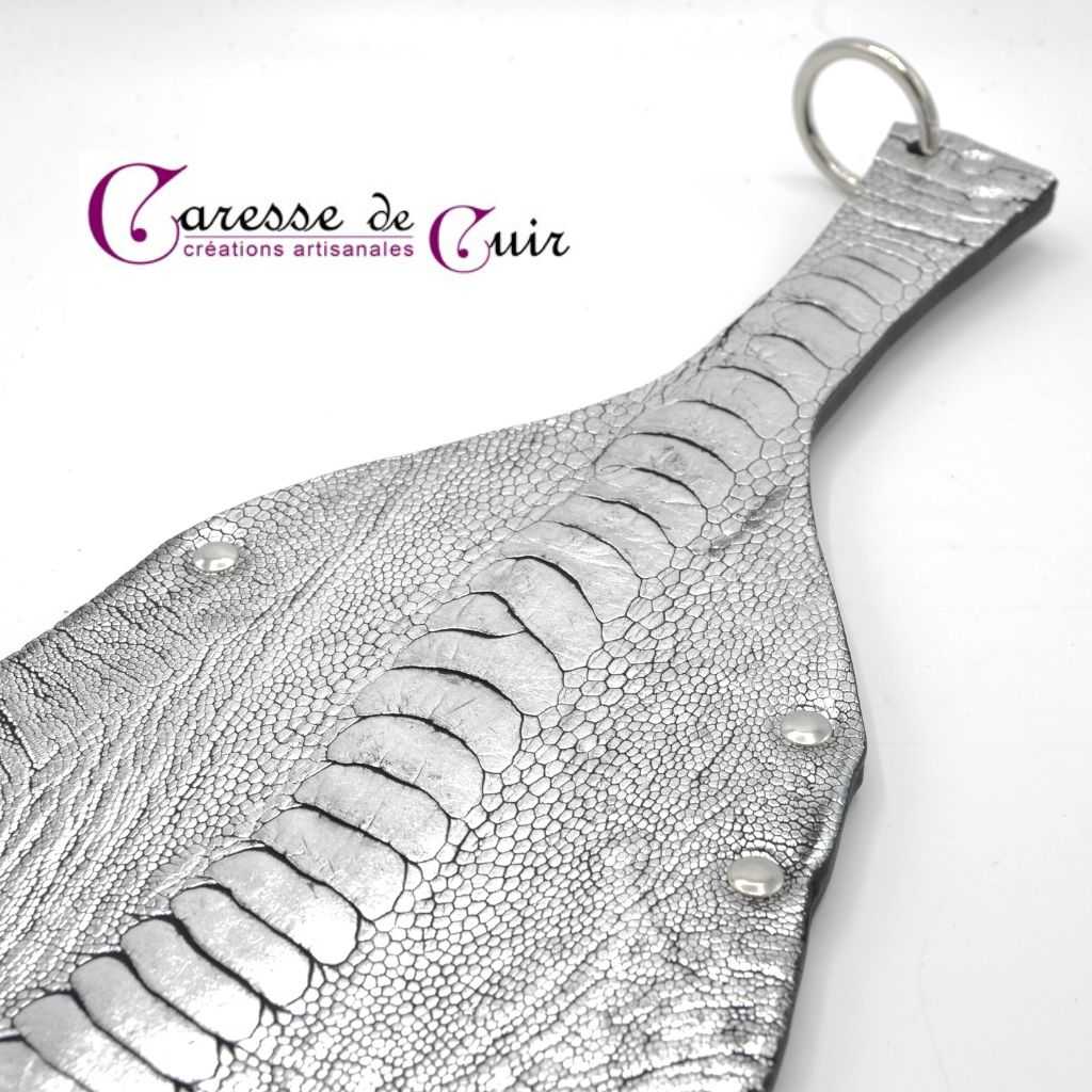 Paddle patte d\'autruche argent métallisé