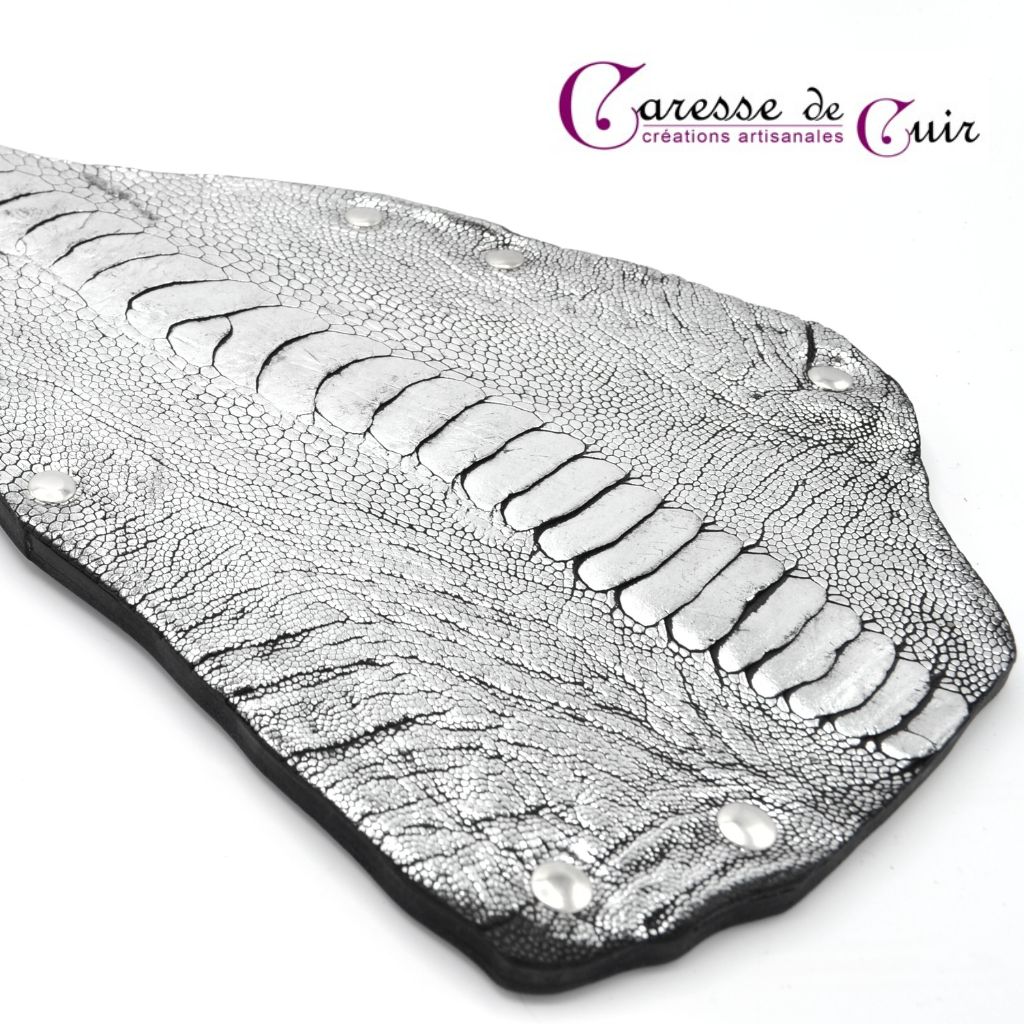 paddle-autruche-argent-caresse-de-cuir