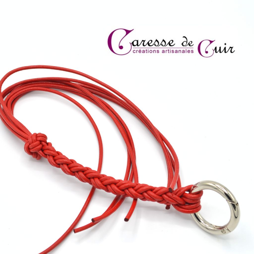 Martinet tout cuir manche tressé rouge