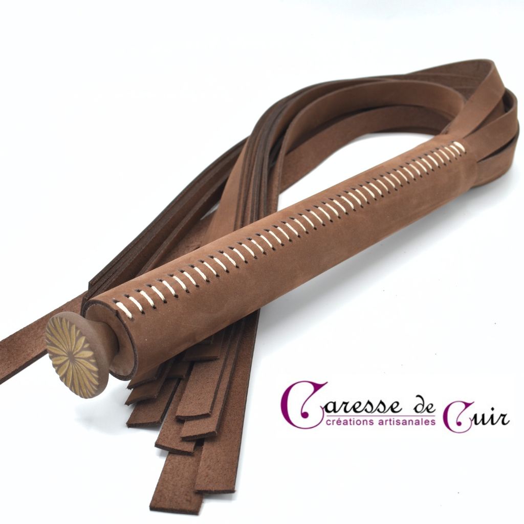 Martinet marron cuir et couture - Pommeau marron