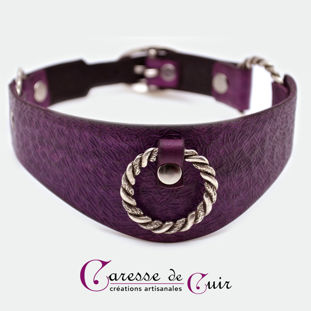 collier-cuir-violet-sm-martellage-trois-anneaux-1