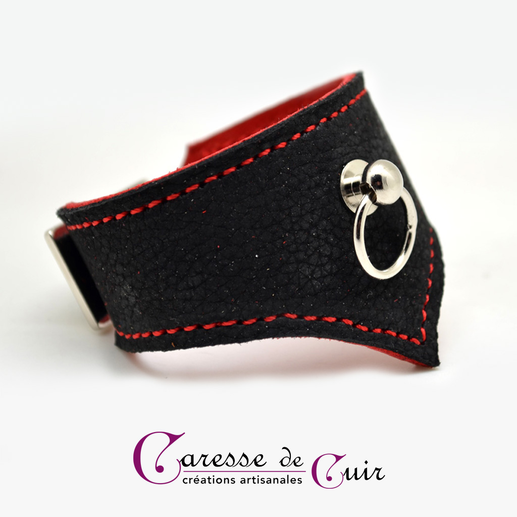 Bracelet-sm-cuir-noir-rouge-caressedecuir-4