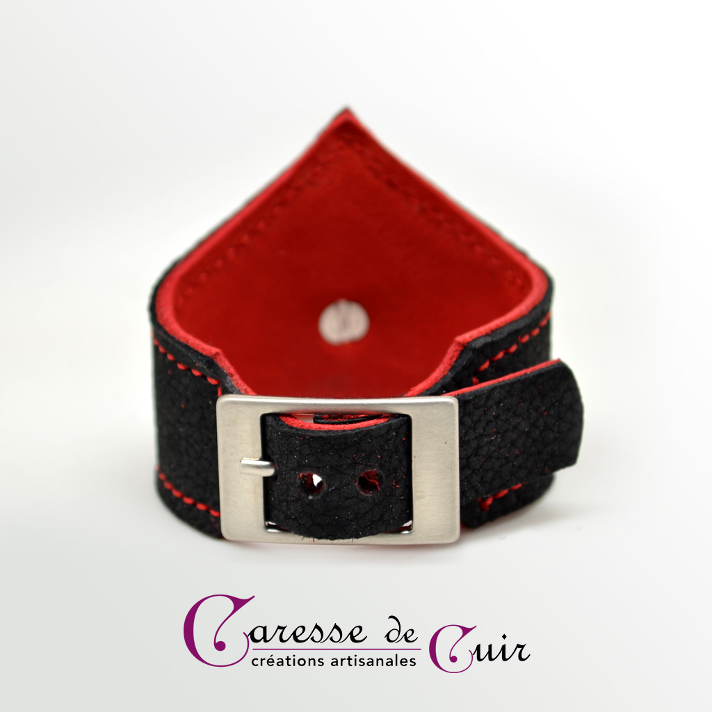 Bracelet-sm-cuir-noir-rouge-caressedecuir-1