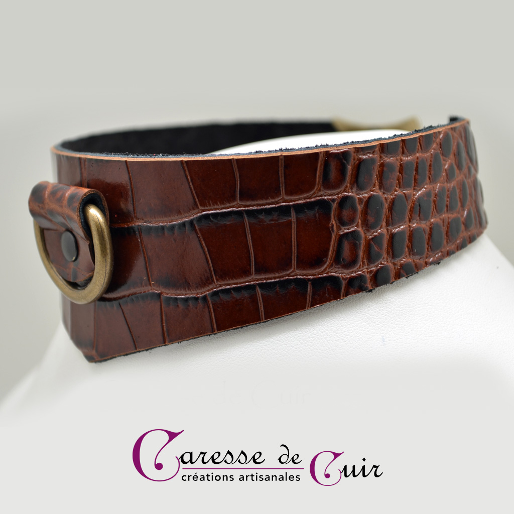 Caresse-de-cuir-ensemble - bracelets - Collier -sm-marron-phyton-cuir-09