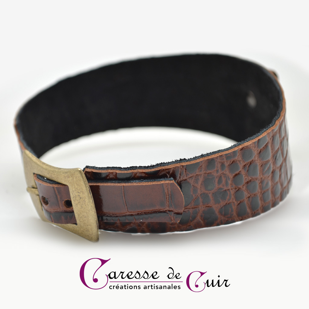 Caresse-de-cuir-ensemble - bracelets - Collier -sm-marron-phyton-cuir-08