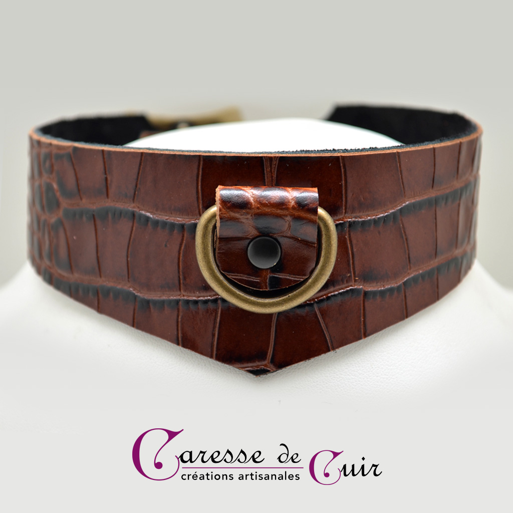 Caresse-de-cuir-ensemble - bracelets - Collier -sm-marron-phyton-cuir-10