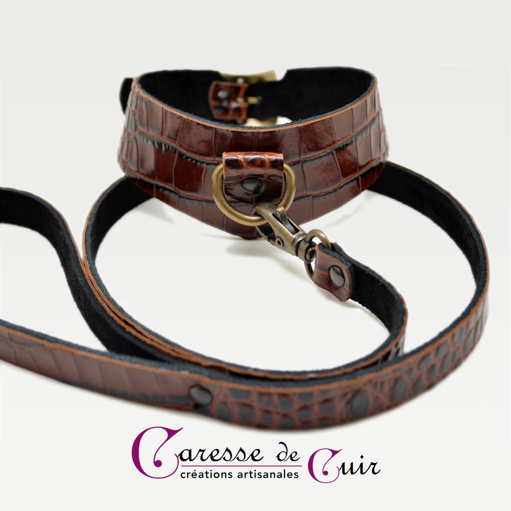 Caresse-de-cuir-ensemble - bracelets - Collier -sm-marron-phyton-cuir-14