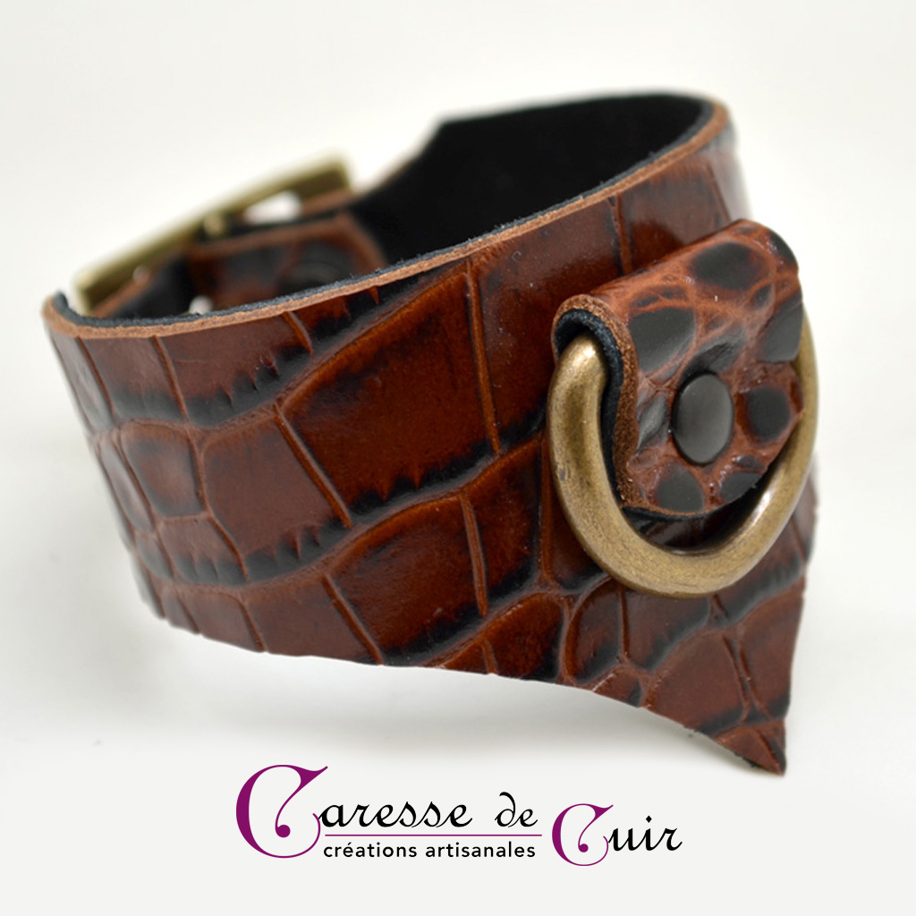 Caresse-de-cuir-ensemble - bracelets - Collier -sm-marron-phyton-cuir-13