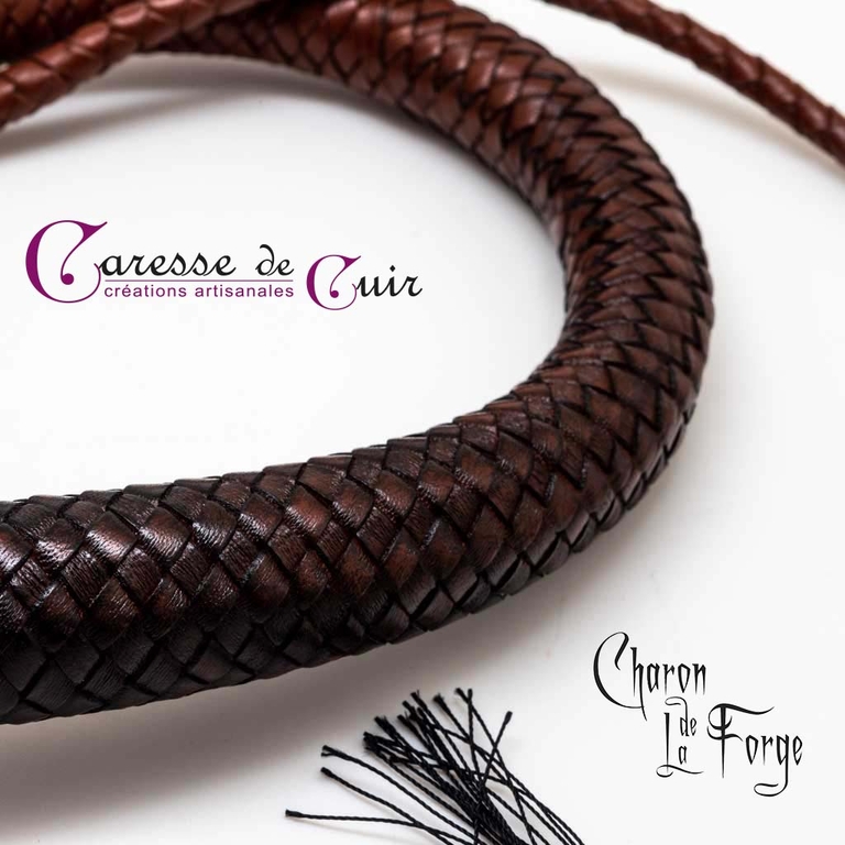 ANCIEN FOUET BOIS torsadés & lanière cuir tressée / Cravache Cuir EUR 100,00 - FR