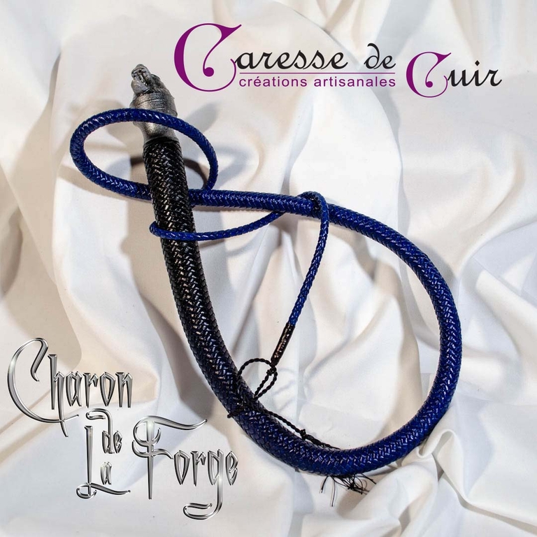Fouet De Dressage En Cuir - 6 Pieds (env. 1m80) - Fabrication Artisanale - Noir Et Rose