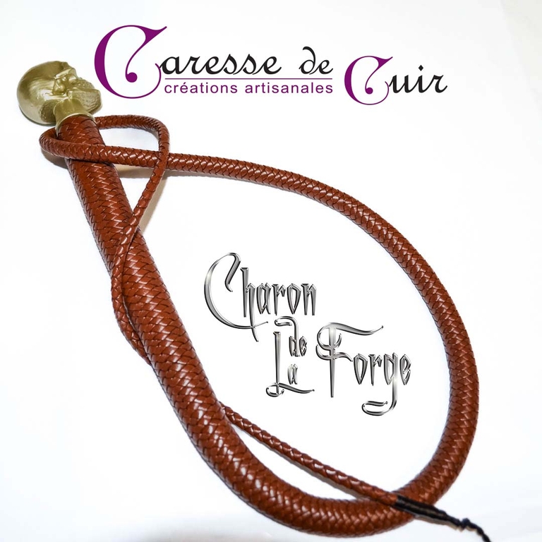 Fouet De Dressage Bullwhip Squadron 12 Pieds - Kangourou Tressé Noir Et Orange - Neuf